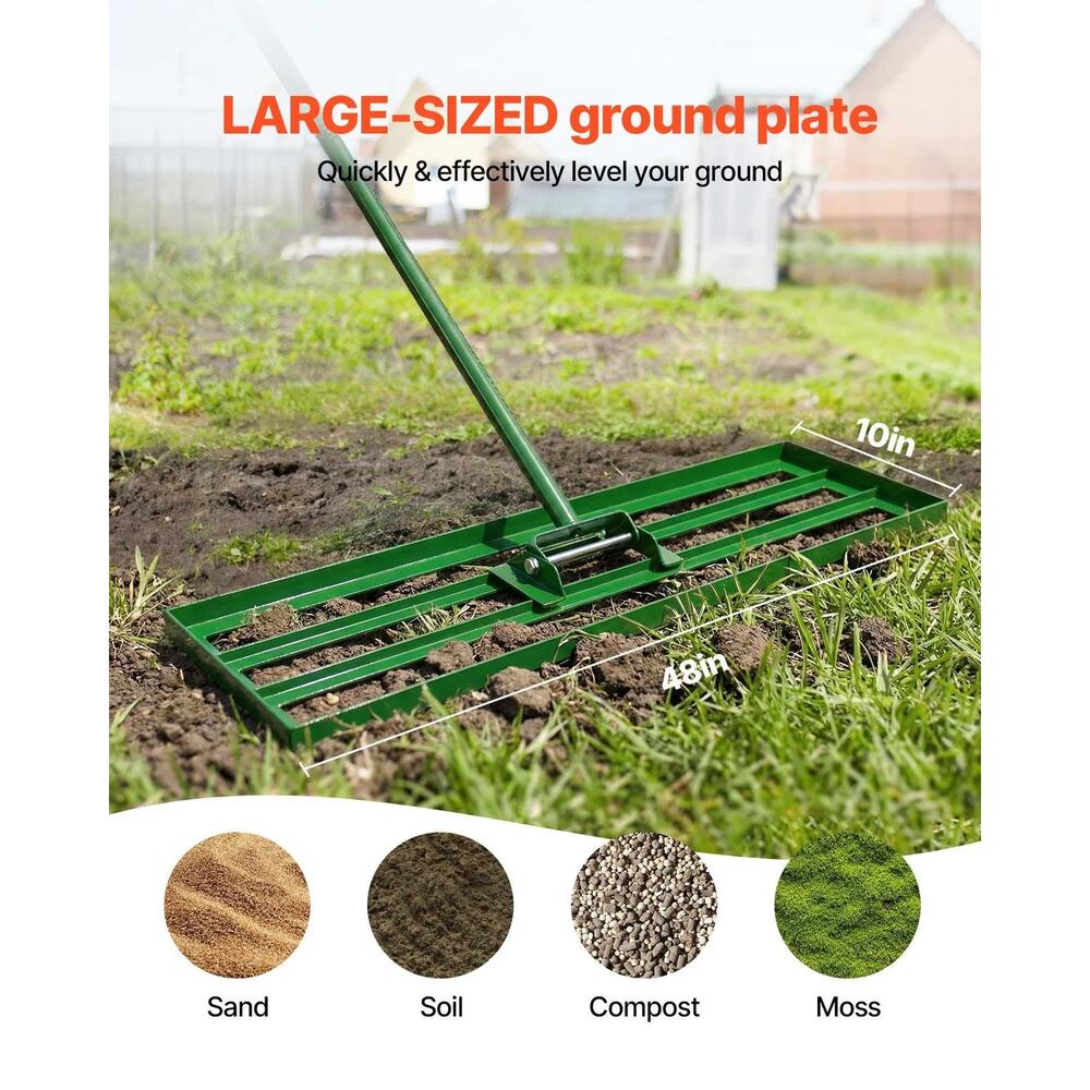Lawn Leveling Rake, 48"x10" Level Lawn Tool, Heavy-duty Lawn Leveler with 78" St